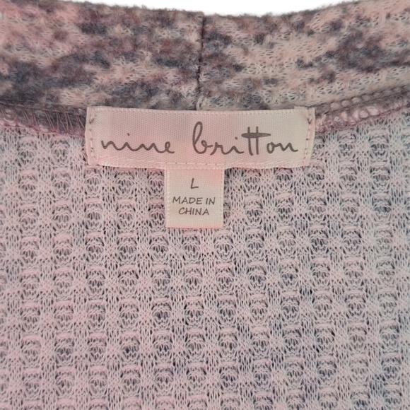 Long Cardigan Sweater Nine Britton Sz L Gray Animal Print Cozy Lounge Style - Picture 7 of 8